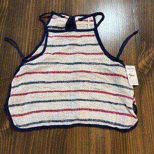 ✨‎ Free People Serendipity Striped Open Back Crop Top Women’s M Boho Chic 🌿